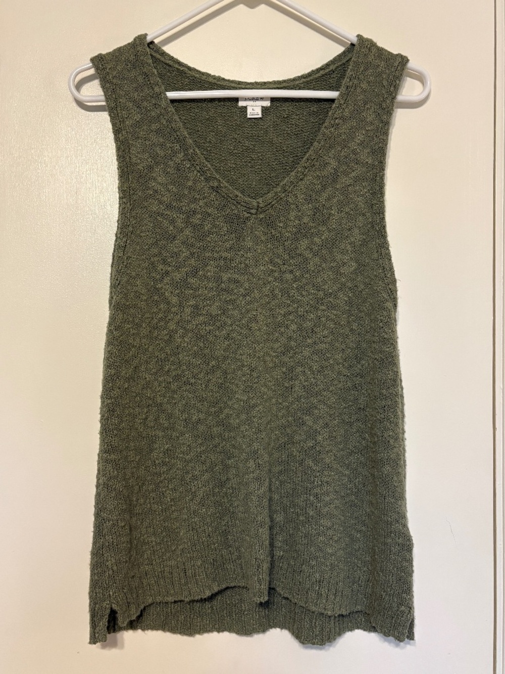 J. Crew #BR812 Women's Sleeveless V-Neck Beach Sweater-Tank Top L Green